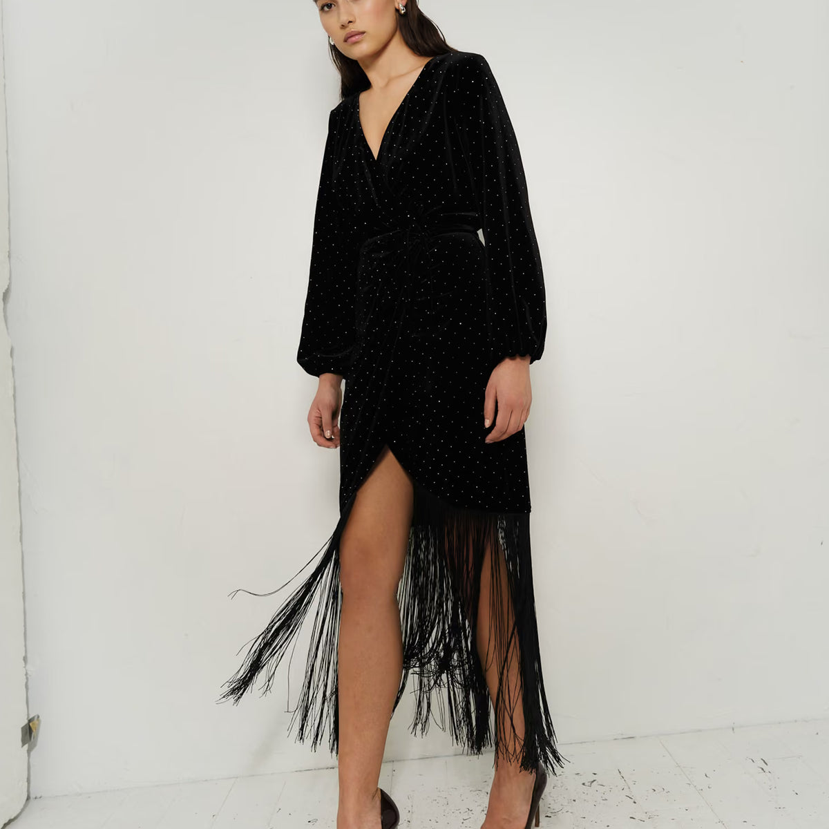 Sine Stud Velour Dress