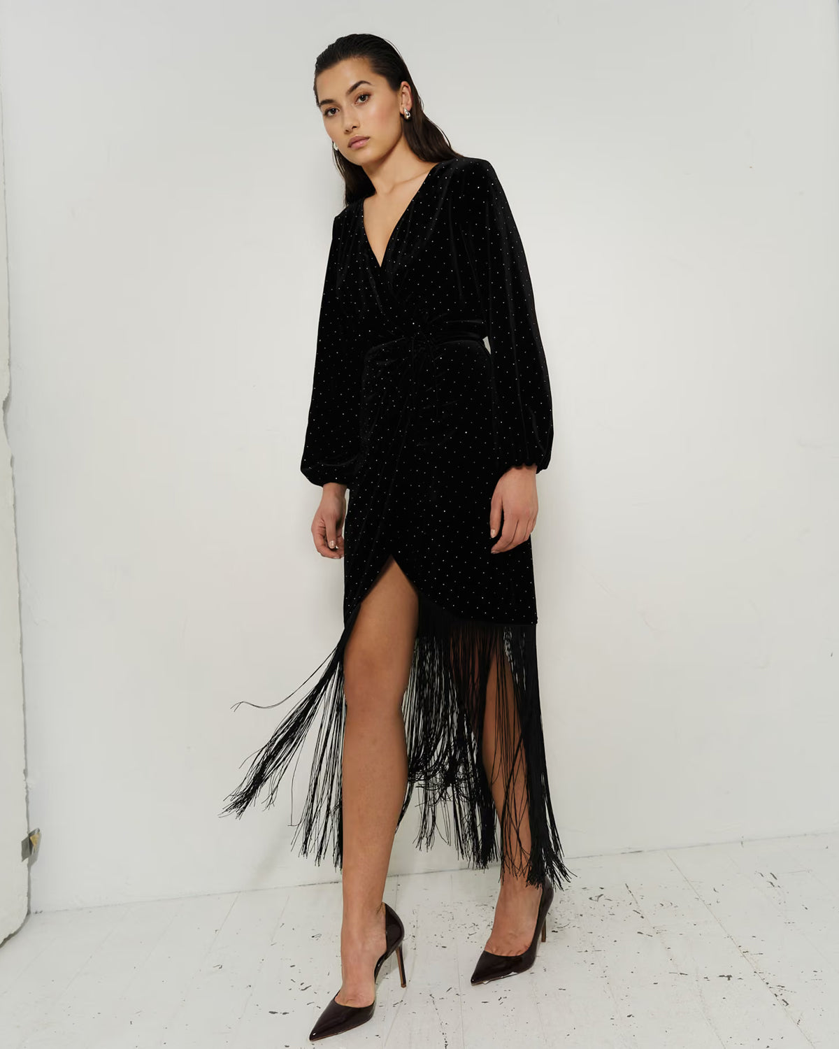 Sine Stud Velour Dress