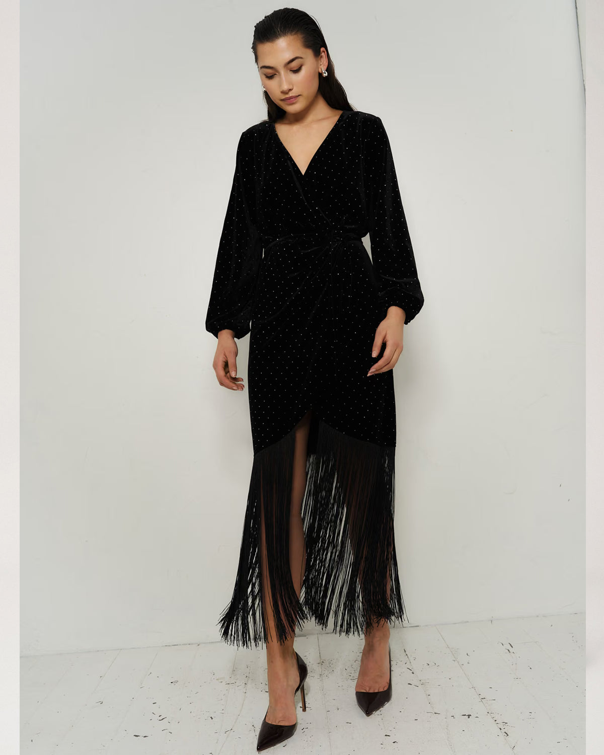 Sine Stud Velour Dress